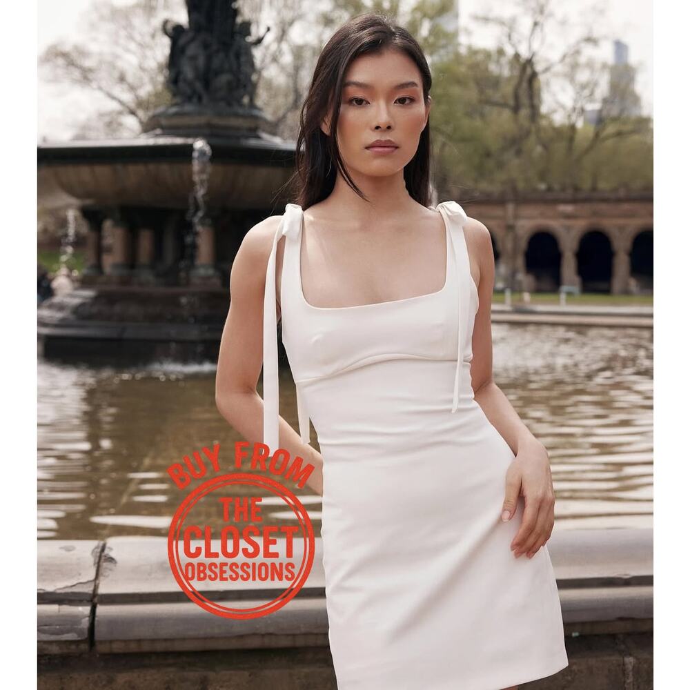 Zara NWT White Tie Shoulder Square Neck Mini Dress L - Picture 14 of 16